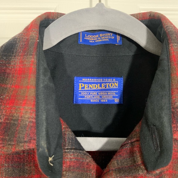 Pendleton Lodge 100% Virgin Wool Plaid Long Sleeve Button Down Size Medium - Picture 2 of 10